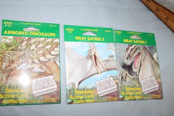 1987  MEAT EATERS I & 2 &,12 - Illuminations Educational Trading Cards, 3 Unopened Packs, 5 Cards/ Quiz Each