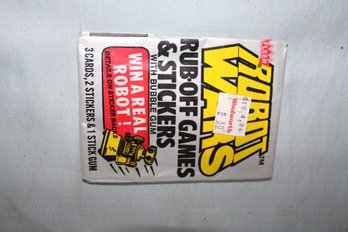 1985 - Fleer - *Robot Wars* Rub -Off Games & Stickers & 3 Trading Cards, 1 Unopened Wax Pack