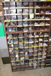Lot96 Lot Of 2 - 40 And 72 Drawer Bins With Misc Hardware Lugs, Lug Nuts