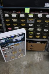 Lot108  2 - 18 Drawer Cabinet And Display Case Misc Assortment Of Bulbs
