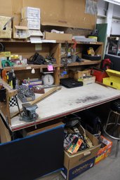 Lot113 Used Office Work Bench With Vise And Everything On And In It See Pics