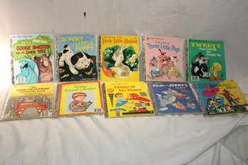 10 Vintage Little Golden Books For Childrens- Lively Rabbit, Tom & Jerry, 3 Pigs, Colors, Found Wallet, Tweety