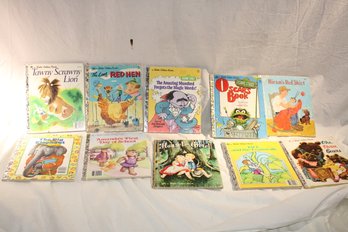 10 Vintage Little Golden Books -hansel& Gretel-Jack/ Beanstalk, Tawny Scrawny, Red Hen, Elephant, Sesame St,