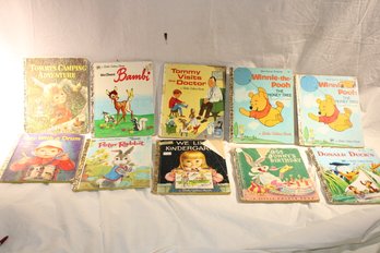 10 Vintage Little Golden Books -d.duck, Winnie,bugs Bunny, Bambi, Kindergarden, Tommy- MD,camping, Boy W/ Drum