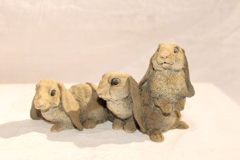 Resin Sculpture -Made In Italy-rabbits-1988-vintage-castagna Trio Of Lop Ear Bunnies-very Lovely Detail