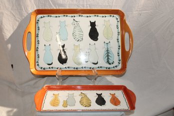 Calling Cat Lovers-large Serving Trays-Ulster Weavers 'Cats In Waiting' -set Of 2-Melamine