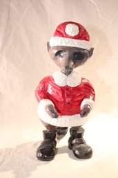 Master Carver From NH - Wood Whimsical Sculpture With Carved Signature - Raccoon Santa Also Hand Painted