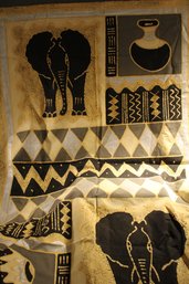 African Sadza Batik Tribal Design Wall Hanging Or Table Cover ( 3 ' X 5.5 ') Handcrafted, Hand Painted