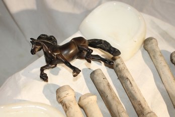 Get Crafty LOT- 11 Unglazed Porcelain Insulators, Horse, Horse Head,  Glass Floor Protectors, Glass Stopper