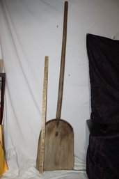 Sturdy Antique Hand Made Wooden Shovel / Scoop Great Shape  53' Tall, No Shipping