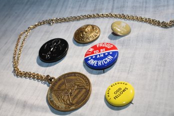 Vintage Metal Nautical Button Collectible, Canal De Vieux USA, Bicentennial Necklace Token, Assorted Pins