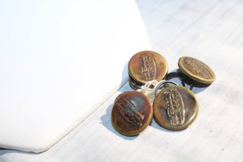 5 Vintage/antique Brass Etched Train / Railways  Work Clothes Buttons