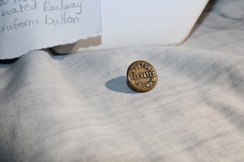 Antique 1900 Boston Elevated Railway Uniform Button, Brass,letters Etched Into/train Memorabilia