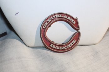 Vintage Cleveland Barons Hockey Logo, Rubber Magnet, Red And White