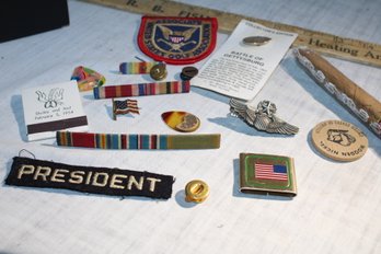 Mixed Lot, Military Awards, Medals, USA History, Golf, USA, Family Celebrations Ephemera Patches, Pins