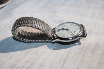 Silver Toned Timex Watch & Band, For Parts Or Repairs