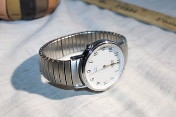 Timex Indigo Quartz , Metal Stretch Band, Silver Toned