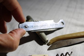 4 Vintage Pocket Knives, Bristol Socket Screws, Mother Of Pearl , And 2 Very Old Knives