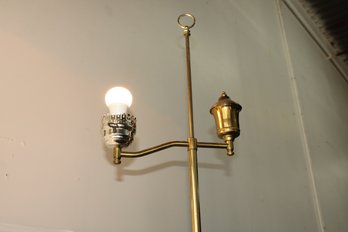 Vintage Working Floor Lamp, Hexagon Shade, Has Replacement Part, Has Translucent Inner Glass Chimney