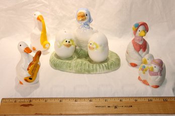 Geese, Duck Lovers  Porcelain/ China Salt And Pepper Shakers, Toothpick Holder,