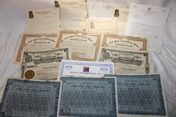 Ephemera - Early 1900's Stock Certificates Gold Mines U.S Stores Corp.