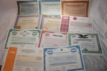 Ephemera - 1920's-1990's Stock Certificates Misc Companies