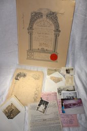 Ephemera - 1850's Family Record, 1940 LG Mason Certificate 1920 - Present Photos, Receipts