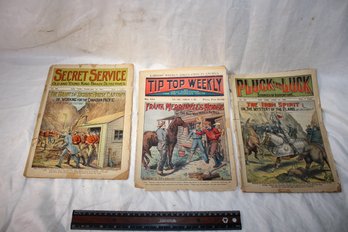 Ephemera - 1900-1910 Magazines Secret Service #265 Tip Top Weekly #565 Pluck & Luck #567