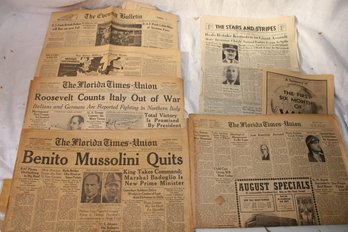 Ephemera - 1940's Mussolini Quits And Other Misc Papers