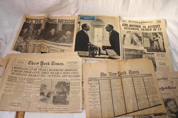 Ephemera - 1940-1970's Misc Headlines, And Retro NYT Famous Headline Papers