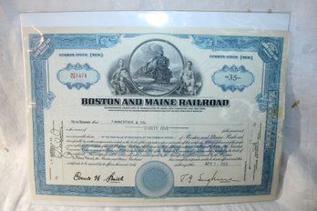 Ephemera - 1955 Boston & Maine Railroad 35 Share Stock Certificate