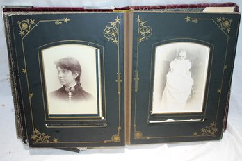 Ephemera - Nice Antique Photo Album With 39 Photos Mirror On Front Early 1900's