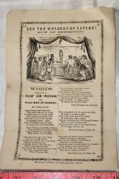 Ephemera - 1800's Small Format Broadside 'Wild Men Of Borneo'