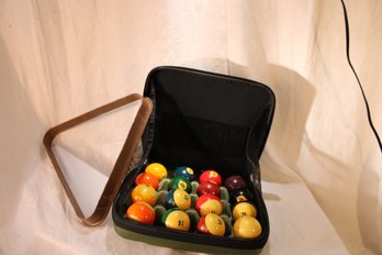 Pool Balls & Case  & Rack