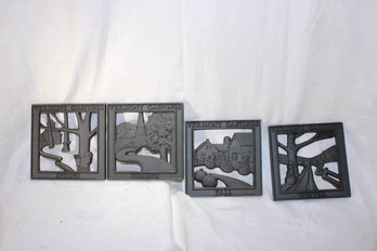 4 Cast Iron Trivets Depicting 4 Seasons  - New