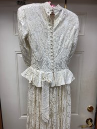 VINTAGE SATIN AND LACE WEDDING DRESS
