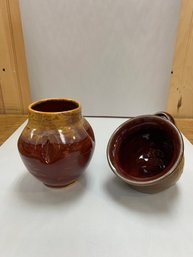 Pair Of Signed Studio Pottery