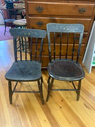 PAIR OF BLACK PAINTED CHAIRS