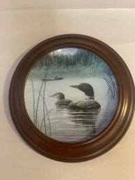 DON LI LEGER FRAMED COLLECTOR LOON PLATE 'KEPT WITH CARE'