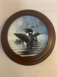 DON LI LEGER FRAMED LOON COLLECTOR PLATE 'EARLY START'