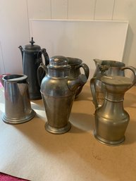 LOT OF 6 PEWTER WATER PITCHERS  ALL MARKED