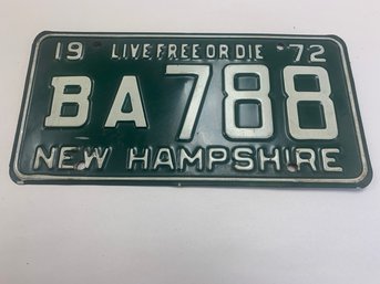 1972 N.H. LICENSE PLATE