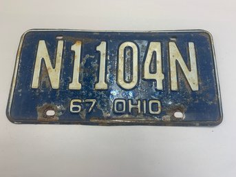 1967 OHIO LICENSE PLATE