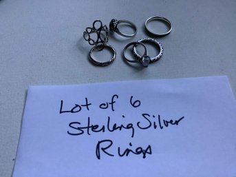 LOT OF 6 STERLING RINGS