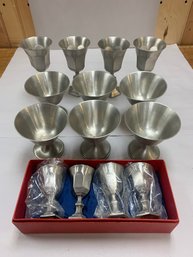 LOT OF 14 MARKED PEWTER SHERBET /CORDIAL CUPS