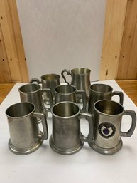 VINTAGE LOT OF 8 PEWTER MUGS MARKED