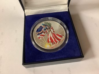 COLORIZED 1999 AMERICAN SILVER EAGLE IN CAPSULE    .999 SILVER