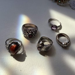 STERLING SILVER RING AND GEMSTONE LOT     31.4 GRAMS