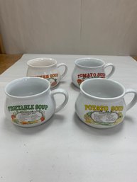 4 SOUP CUPS WITH INGREDIENTS