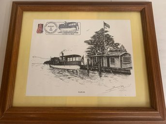 SIGNED LAKE WINNAPESUAKEE MAIL SERVICE PRINT 40/100  17X14